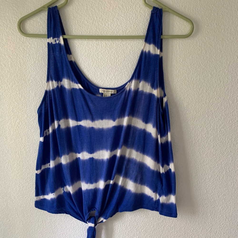 Blue and white striped tank top
